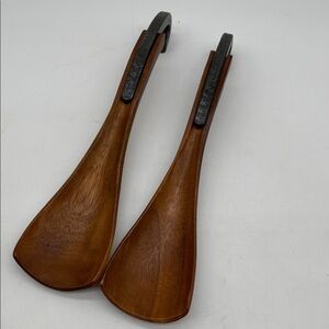 Nambe Anvil Acacia Wood Salad Server Set With Iron Finished Metal Handles